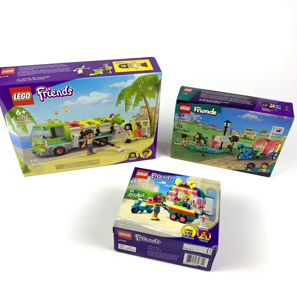 Lego Friends Lot of 3 Sets 41712 Recycle Truck 41719 Fashion‎ Boutique 41738 Dog